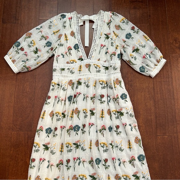 Anthropologie Carla Embroidered Floral Maxi Dress with Lace Trim, Size 16 - Picture 15 of 16